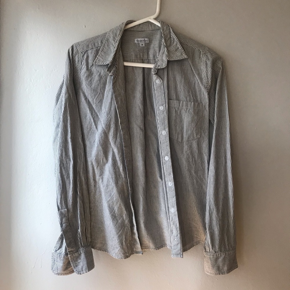 EUC Steven Alan striped button up; cotton; small